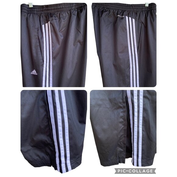 Adidas Climalite  Men Track Pant Sz XL 3 Stripe Black White Ankle Zip Mesh Lined - Picture 5 of 16